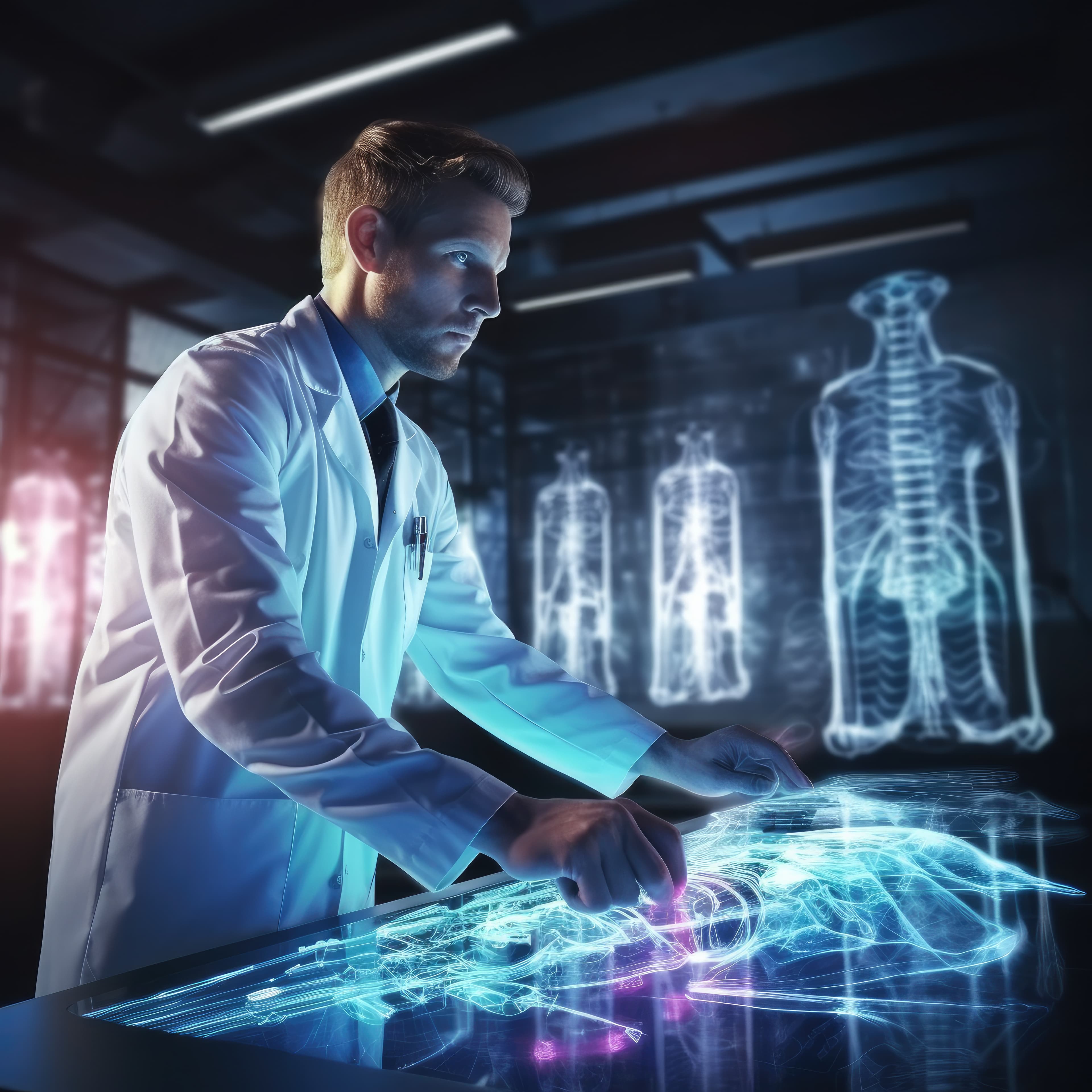 Spine specialist reviewing MRI scans with a patient