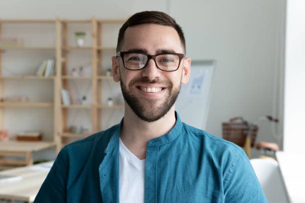 Patient smiling in clinic